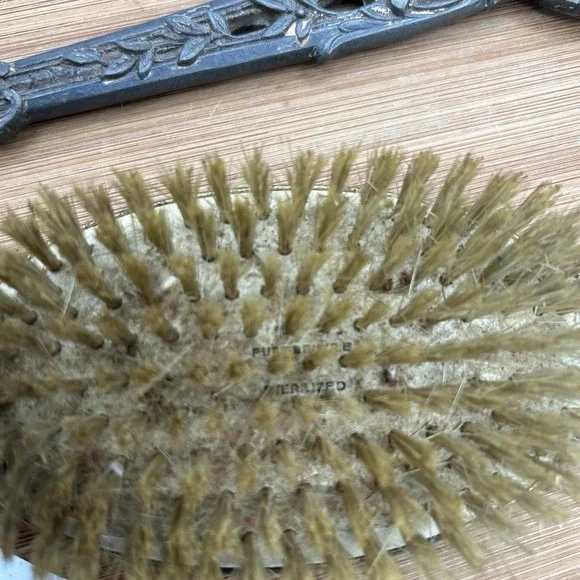 Apollo Hand Mirror & Brush Set Ormolu Filigree Floral Vanity Hollywood Regency Vanity Mirrors